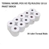 TERMAL MOBİL POS VE FİŞ RULOSU 10 LU PAKET 80X20 